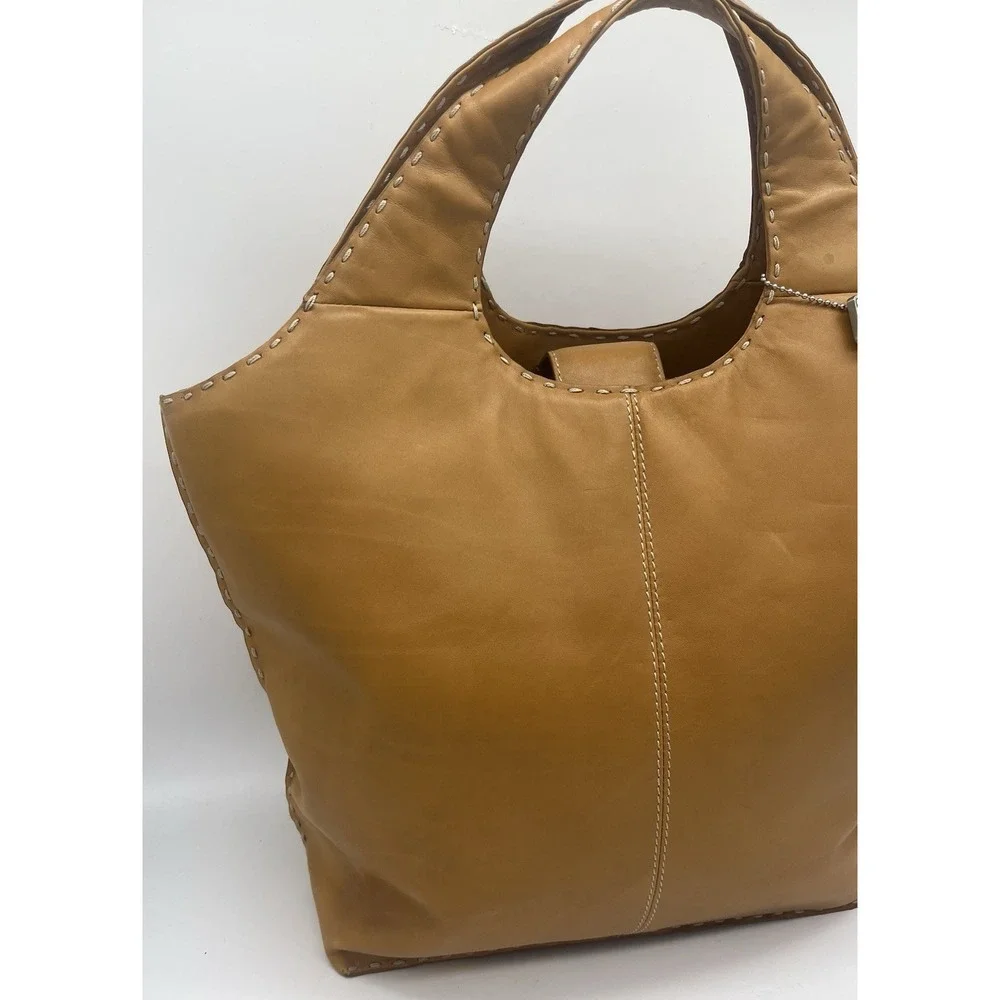 Fossil Classic‎ 75082 Tan Leather Hobo Tote Shoulder Bag With Key